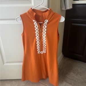Orange Sleeveless Top with White Trim